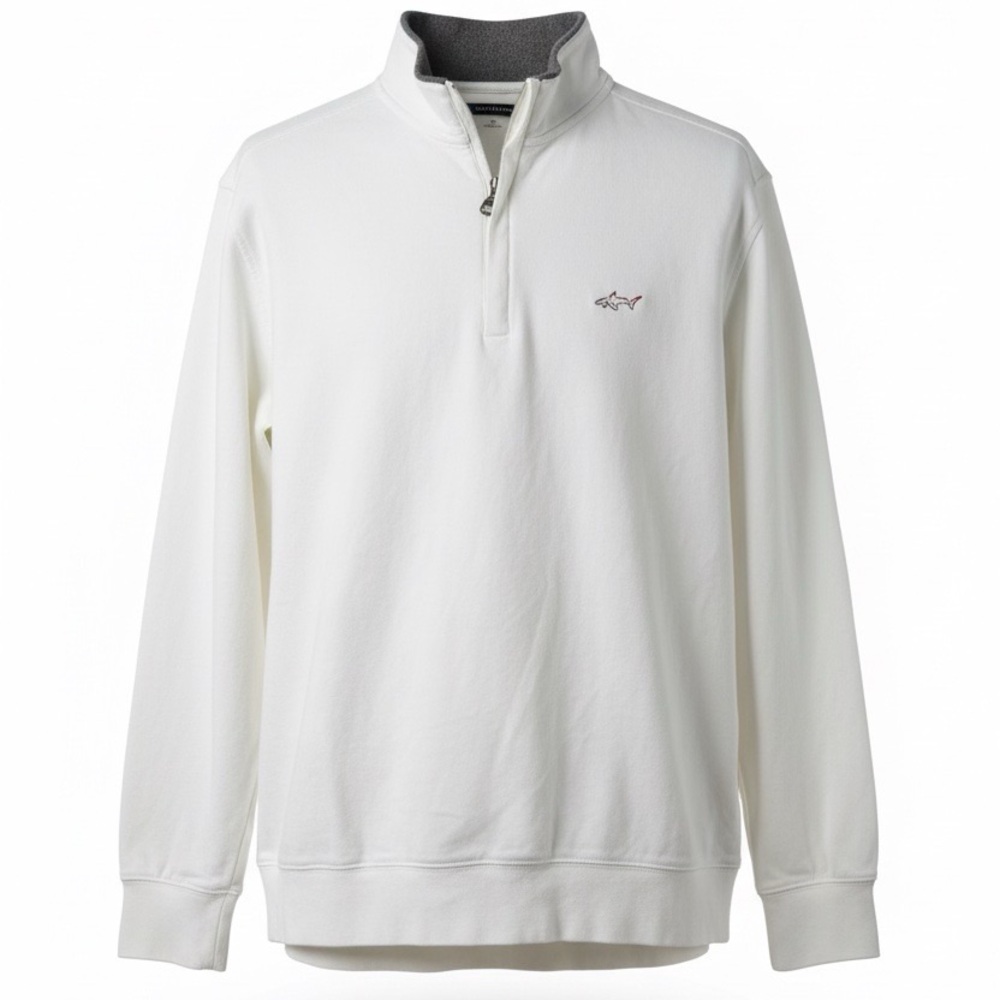 Greg Norman Collection White Quarter-Zip Pullover with Gray Collar Lining